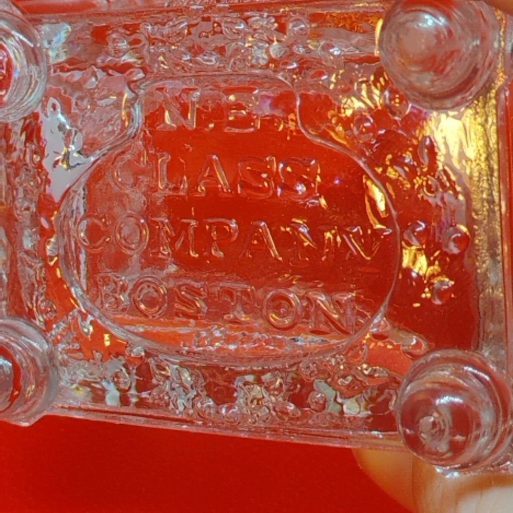 Antique New England NE Glass Company Boston Lacy Salt Dip Cellar 1820-1850s Flaw